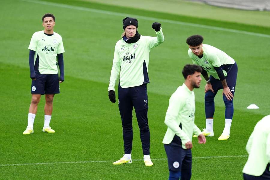 Erling Haaland, en el entrenamiento del Manchester City