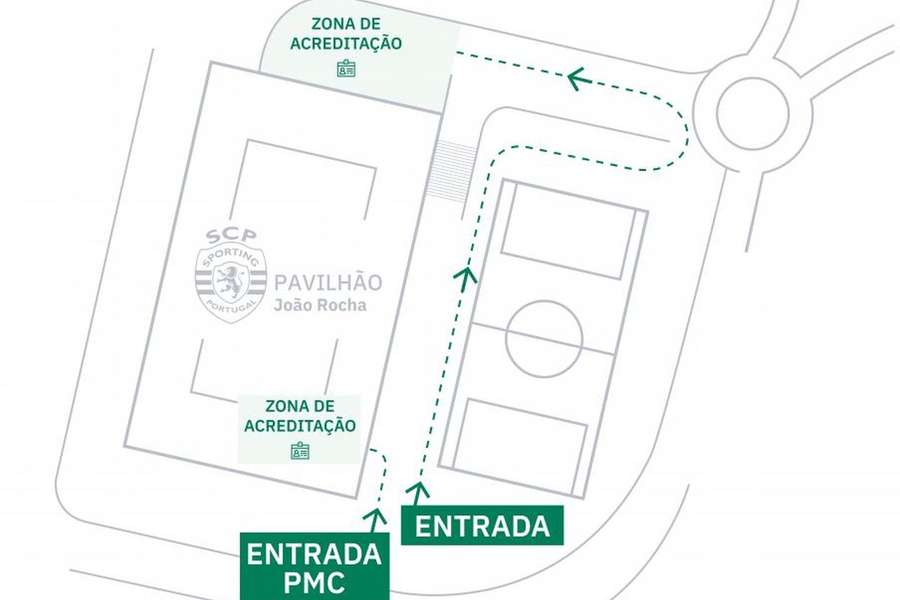 Mapa de acesso ao ato eleitoral do Sporting