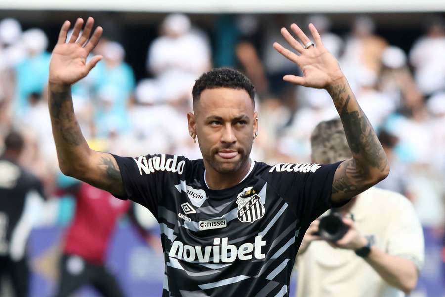 Neymar in action for Santos