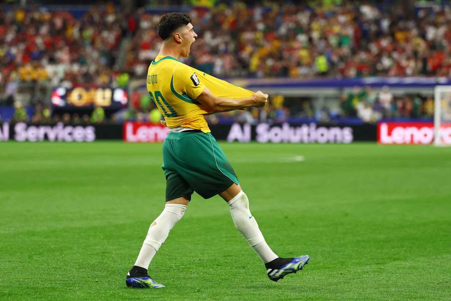Cristian Volpato celebrates Australia's World Cup goal against Egypt. Cristian Volpato celebrates Australia's World Cup goal against Egypt.