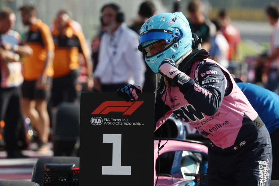 Pierre Gasly poses after taking pole at Monza