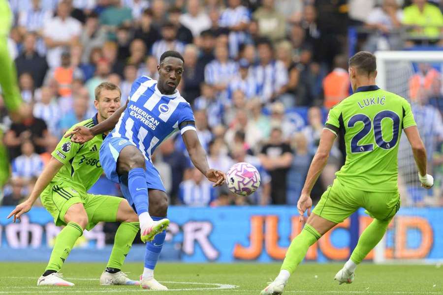 Brighton's Danny Welbeck is challenged by Fulham's Sasa Lukic Brighton's Danny Welbeck is challenged by Fulham's Sasa Lukic