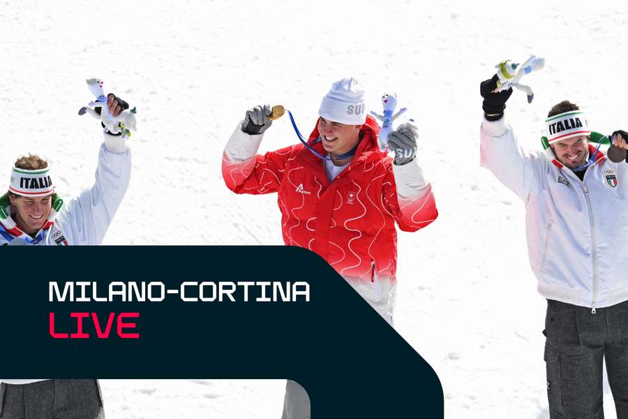 Il podio della discesa libiera