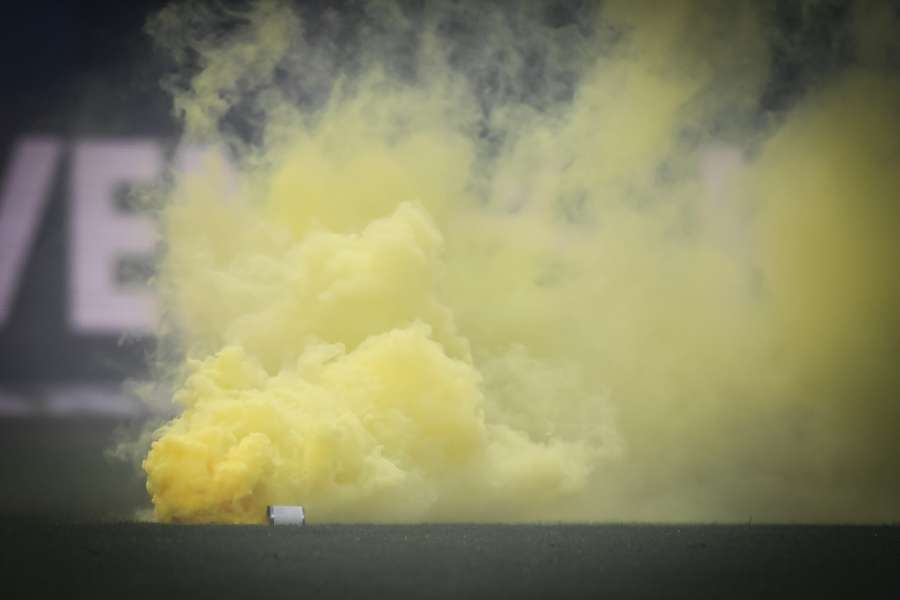Brondby fans disrupted the match with yellow smoke bombs