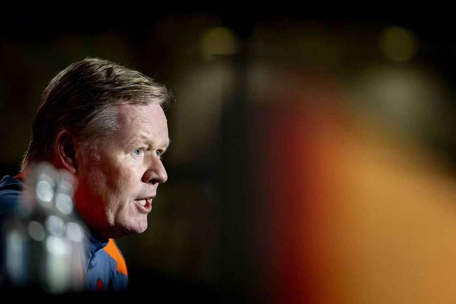 Koeman speaks during a press conference