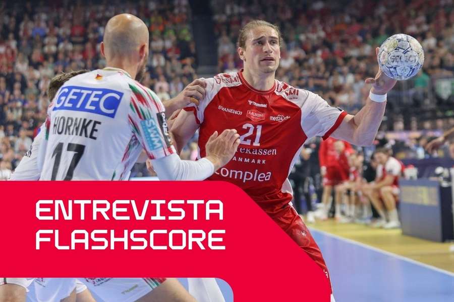 Juri Knorr, do Aalborg, em ação frente ao Magdeburgo na luta pelo terceiro lugar na Final Four da última época Juri Knorr, do Aalborg, em ação frente ao Magdeburgo na luta pelo terceiro lugar na Final Four da última época