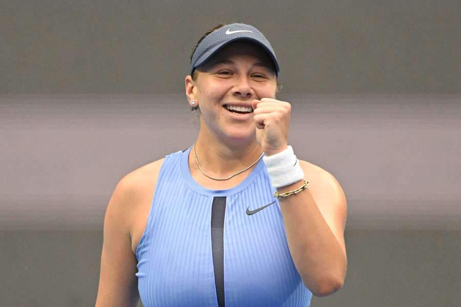 Anisimova célébrant sa victoire ce samedi.
