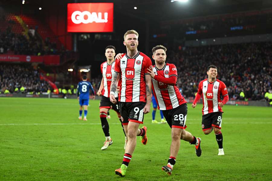 Oliver McBurnie of Sheffield United celebrates