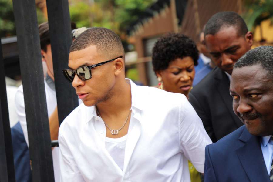 Kylian Mbappe during his first visit to his father's homeland in Yaounde, Cameroon