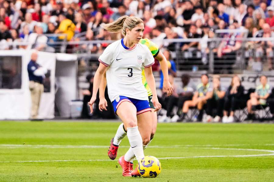 U.S. defensive midfielder Korbin Albert looks to pass