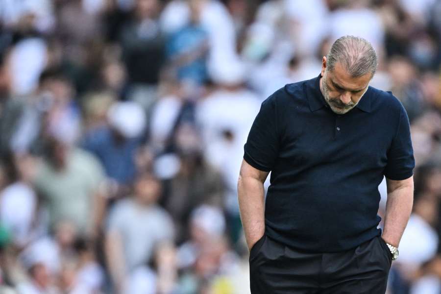 Ange Postecoglou reacts during the English Premier League football match between Tottenham Hotspur and Burnley