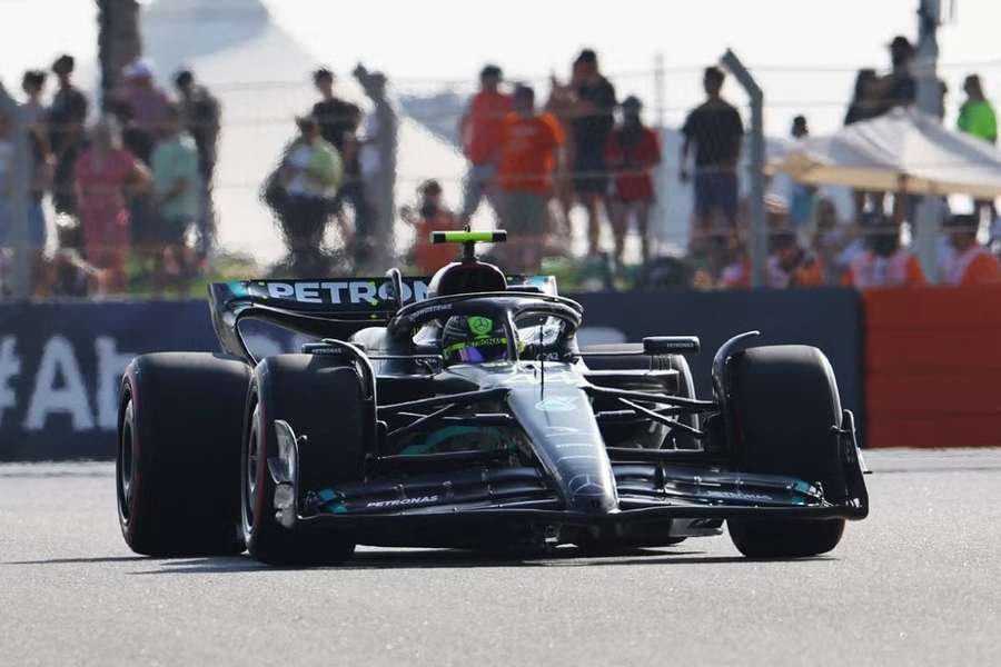 Hamilton in his Mercedes car