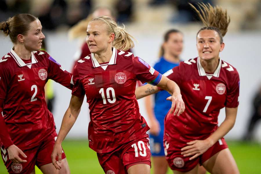 Pernille Harder celebrates after scoring against Switzerland Pernille Harder celebrates after scoring against Switzerland