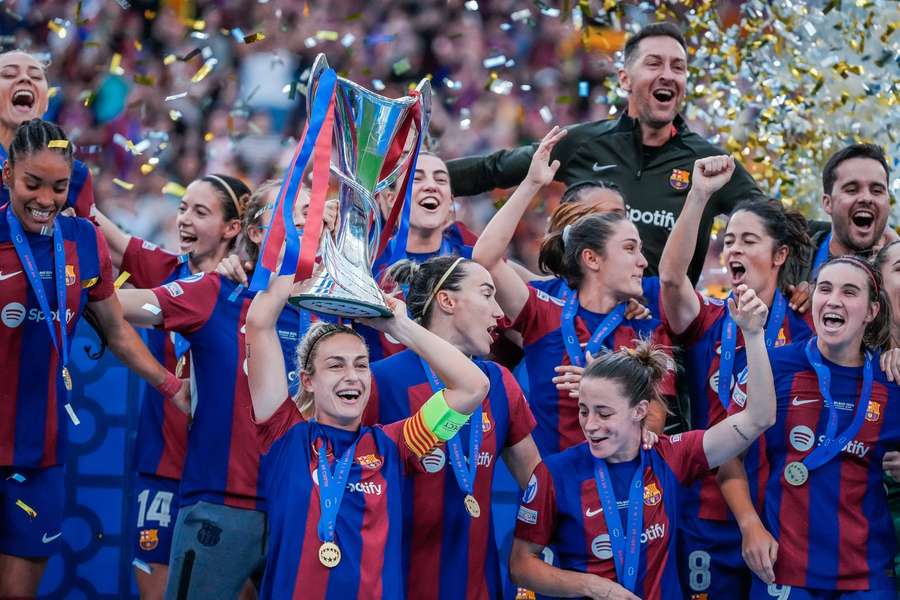 Barcelona celebrate winning the Champions League