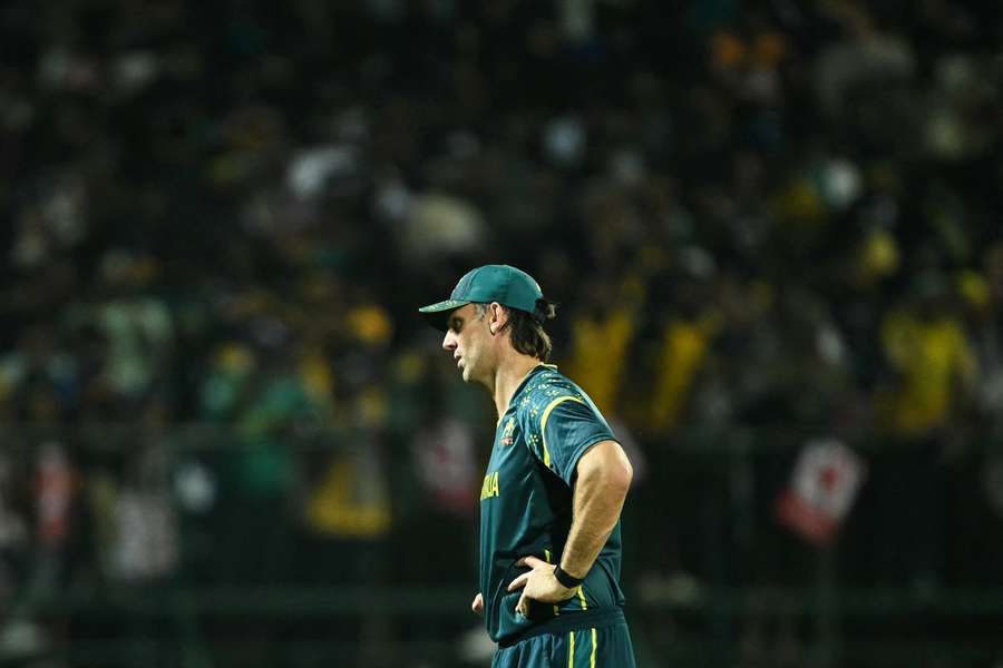 A dejected Mitch Marsh looks on after Australia's T20 World Cup loss to Sri Lanka. 