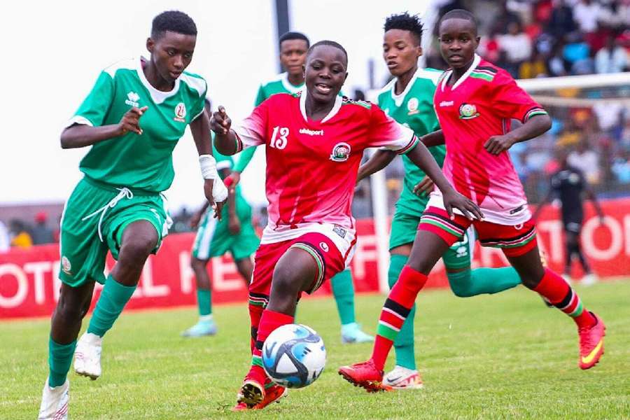 Kenya's women's U17 team in action against Burundi