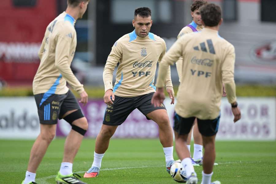 Lautaro Martínez no treino do Inter de Milão