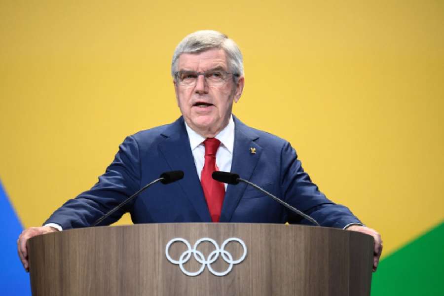 Thomas Bach durante congresso do Comitê Olímpico Internacional (COI)