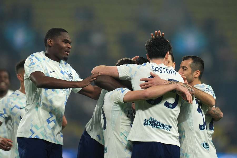 Inter Milan celebrate Thuram's goal