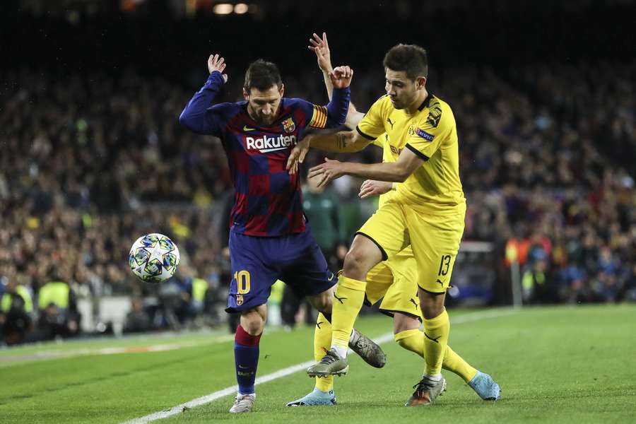 Messi, contra el Dortmund en 2019.