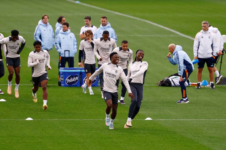 Real Madrid in training ahead of tomorrow night's clash 
