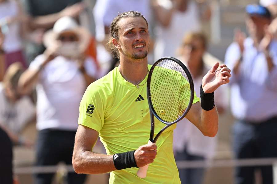Alexander Zverev applauds the crowd after his win