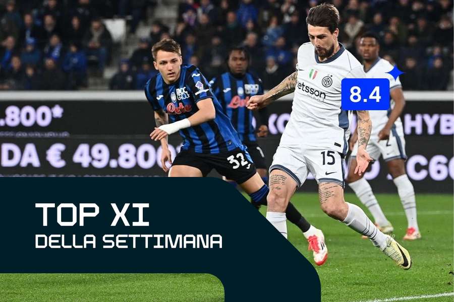 Francesco Acerbi durante la gara disputata e vinta dall'Inter a Bergamo