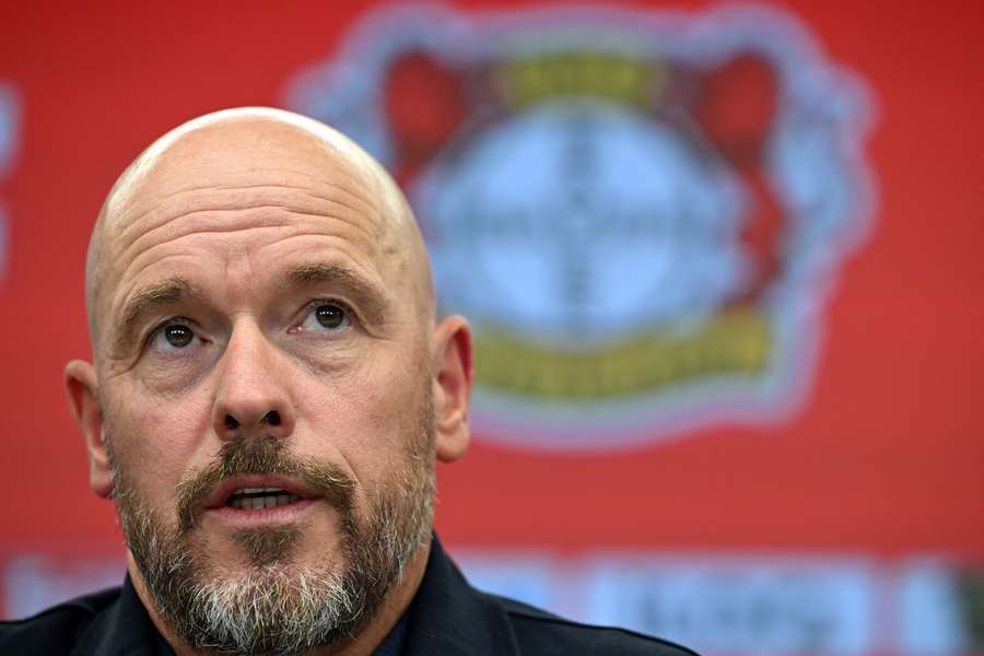 Erik ten Hag during his first press conference with Bayer Leverkusen