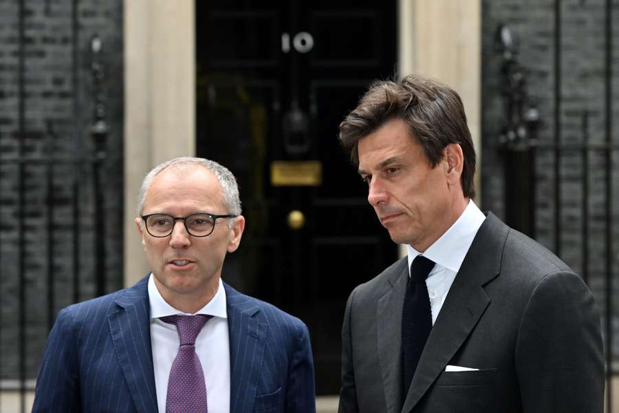 Stefano Domenicali y Toto Wolff, tras una visita a Downing Street