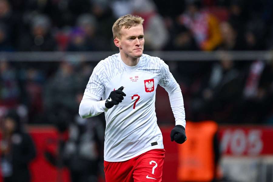 Karol Świderski w barwach reprezentacji Polski podczas listopadowego meczu przeciwko Łotwie