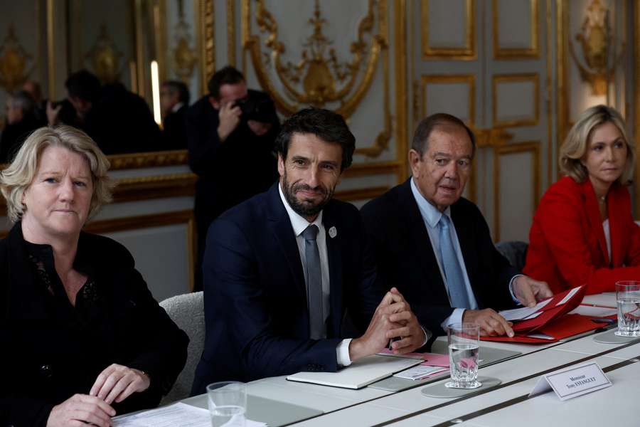 People in charge of Paris Olympics at a meeting with French president