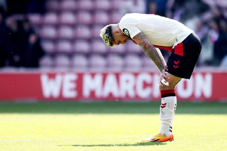 Southampton's Lyanco looks dejected after Saints' relegation is confirmed