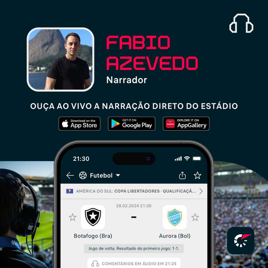 Flashscore transmite Botafogo x Aurora com narração ao vivo