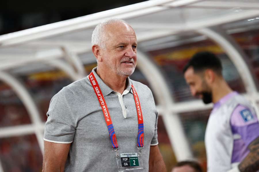 Graham Arnold looks on during Australia's FIFA World Cup qualification match against Indonesia last year.
