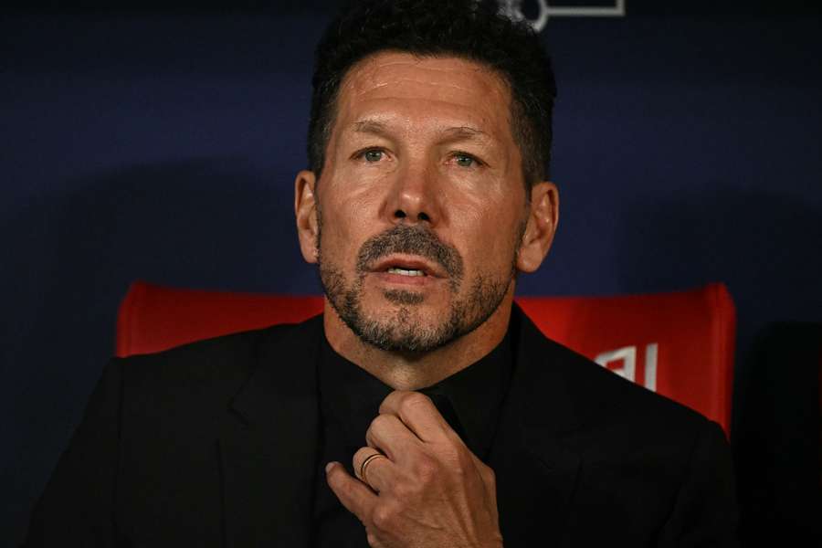 Simeone, durante el derbi madrileño