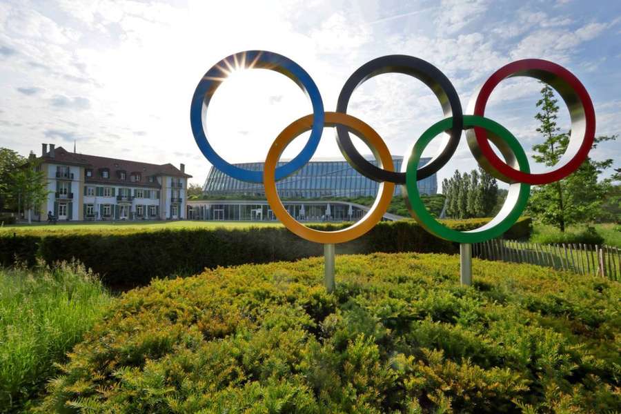 The Olympic rings outside the Olympic House in Lausanne, Switzerland