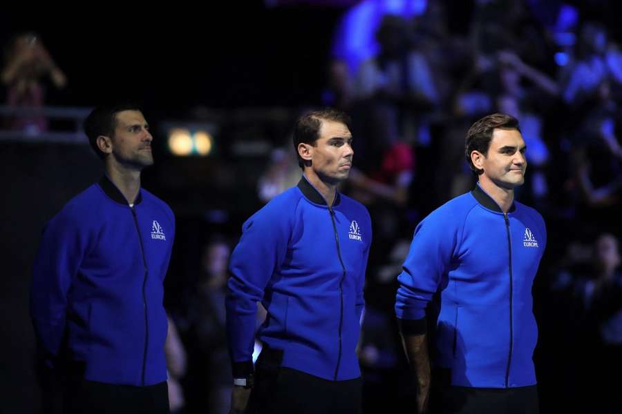 Novak Djokovic, Roger Federer y Rafael Nadal en la Copa Laver 2022