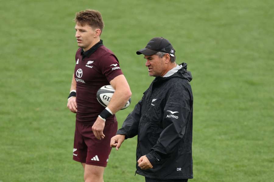 All Blacks coach Dave Rennie chats with number ten Damian McKenzie at a training run in Sydney. All Blacks coach Dave Rennie chats with number ten Damian McKenzie at a training run in Sydney.