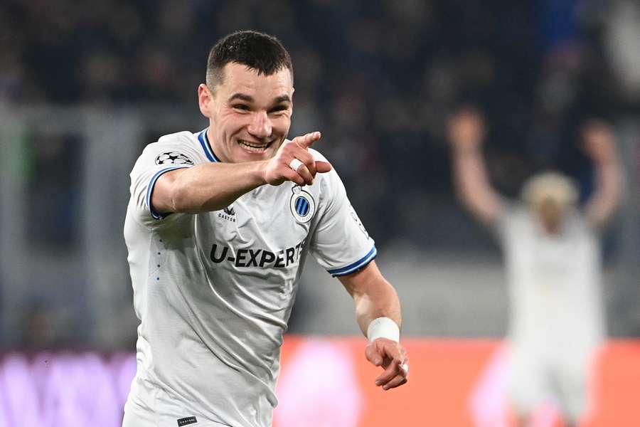 Feran Jutgla celebrates his goal against Club Brugge