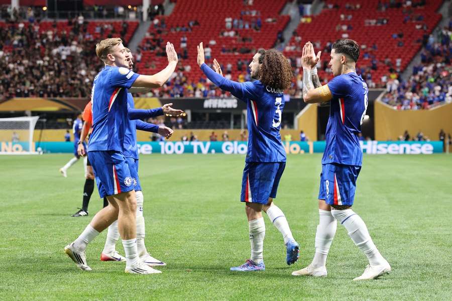 Chelsea celebrate their second goal