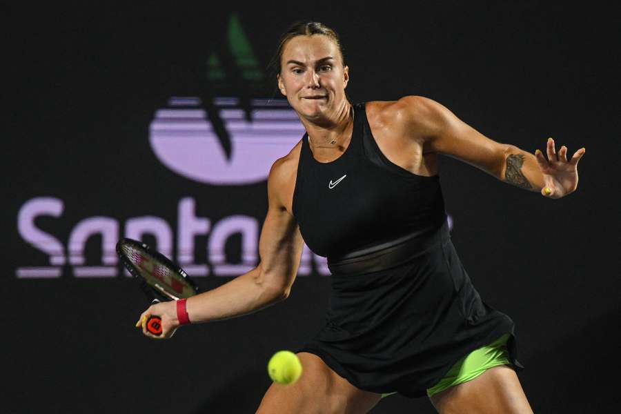 Aryna Sabalenka in action at the WTA Finals in Cancun earlier this month