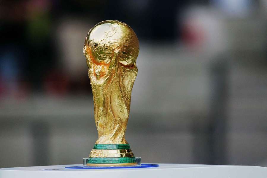 A general view of the World Cup trophy