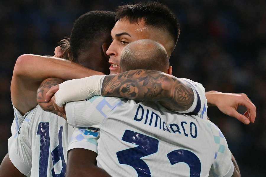 L'esultanza di Lautaro Martinez nell'ultima sfida disputata all'Olimpico L'esultanza di Lautaro Martinez nell'ultima sfida disputata all'Olimpico