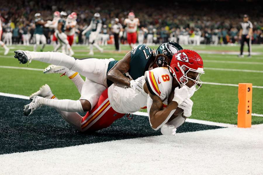 Kansas City Chiefs wide receiver DeAndre Hopkins catching a touchdown during Super Bowl LIX (February 9, 2025)
