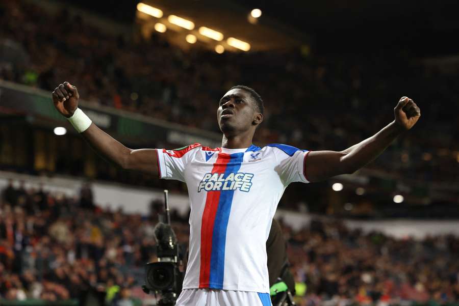 Crystal Palace's Ismaila Sarr celebrates scoring their first goal
