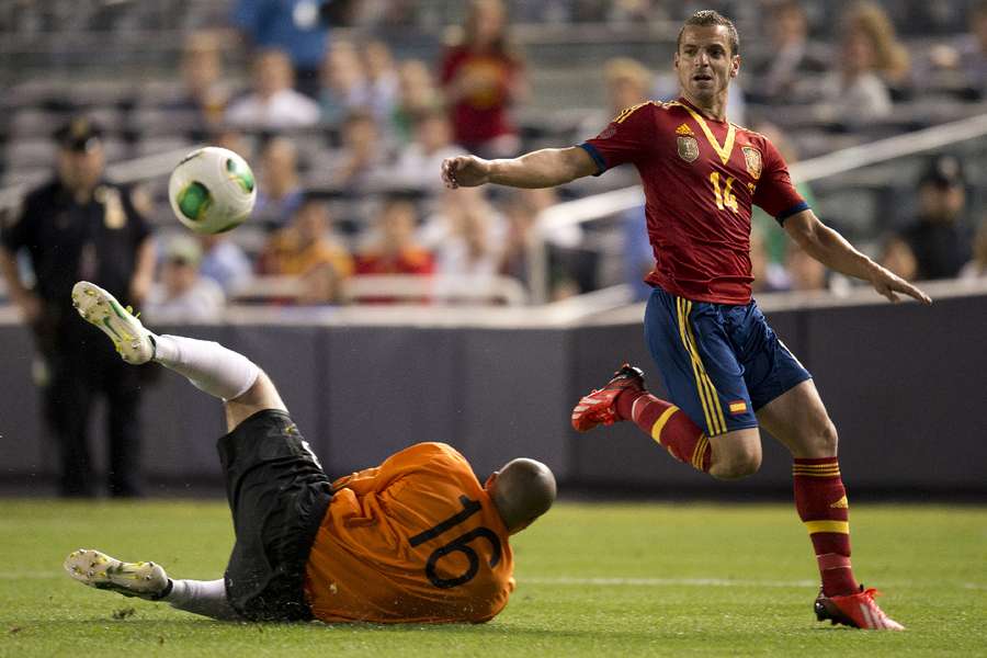 Roberto Soldado, en uno de los partidos que jugó con la selección española