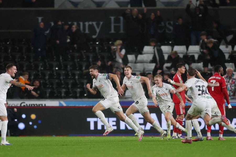 Swansea celebrate their winner