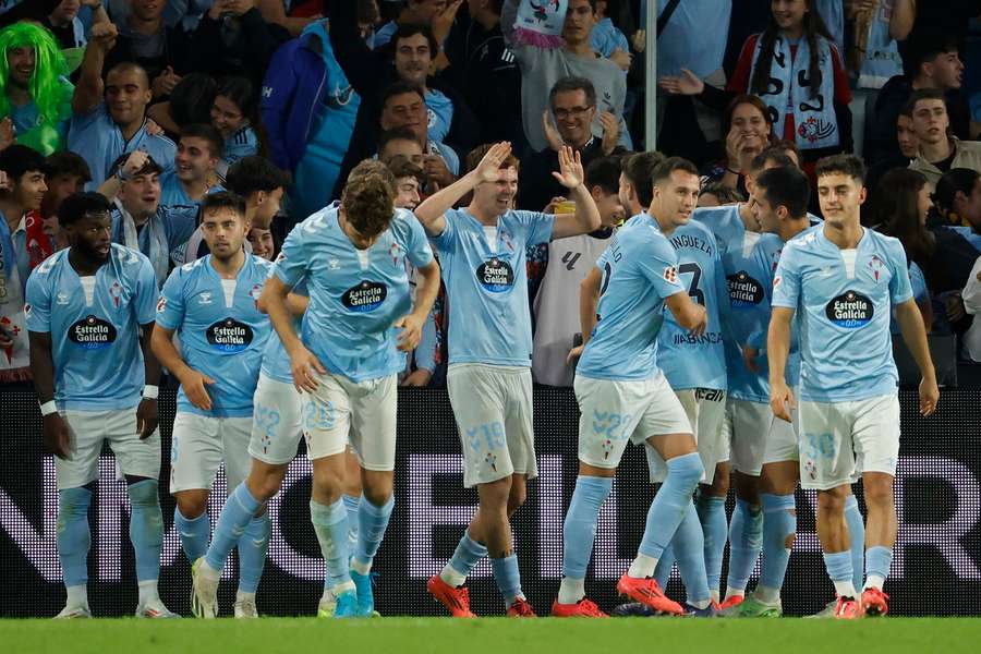 Celta Vigo celebrate their equaliser