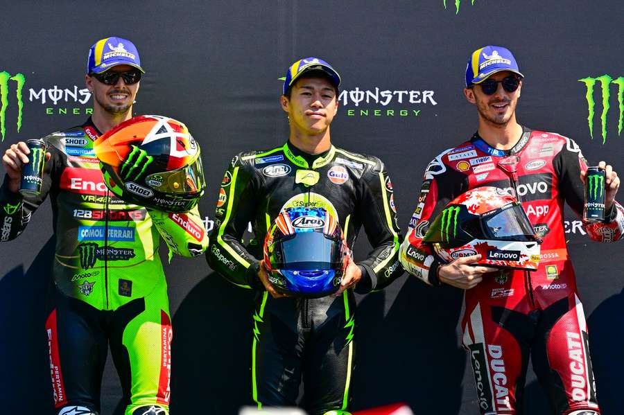 Ai Ogura, Fabio Di Giannantonio and Francesco Bagnaia Ai Ogura, Fabio Di Giannantonio and Francesco Bagnaia