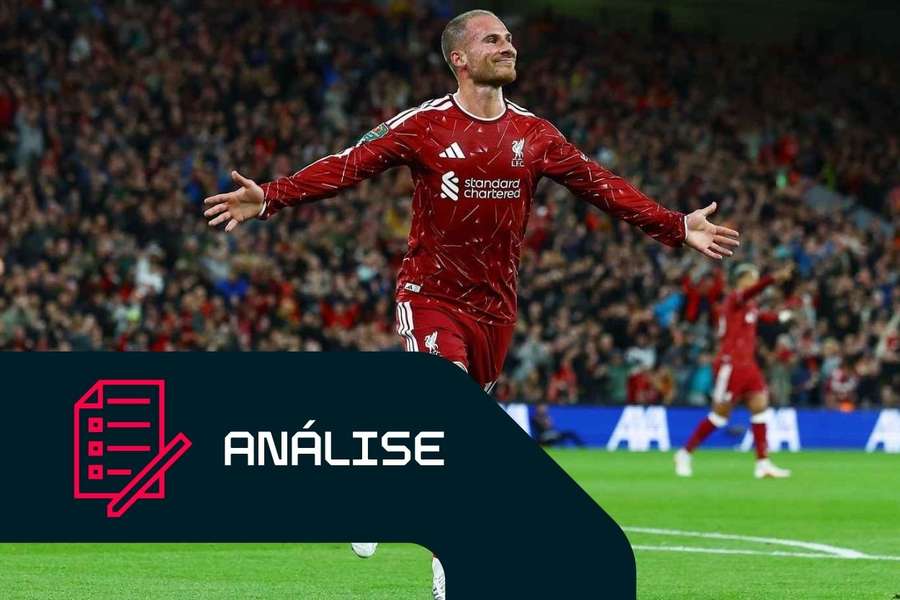 Alexis Mac Allister, do Liverpool, celebra um golo frente ao Tottenham Alexis Mac Allister, do Liverpool, celebra um golo frente ao Tottenham